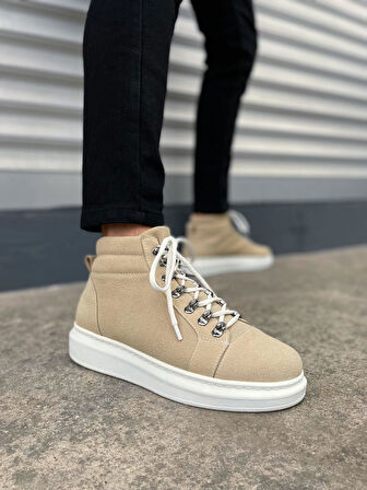 JET-206 Ottawa Bağcıklı Ortopedik Taban Süet Erkek Spor Bot SBT - Krem