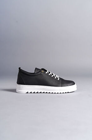 ET152 Cool Bağcıklı Cilt Erkek Günlük Spor Klasik Ayakkabı BT - Siyah