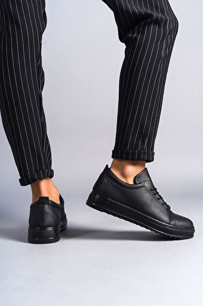 ET152 Cool Bağcıklı Cilt Erkek Günlük Spor Klasik Ayakkabı ST - Siyah