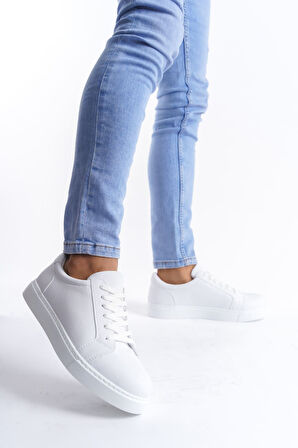 ET165 Elite Bağcıklı Cilt Erkek Günlük Sneaker Ayakkabı BT - Beyaz
