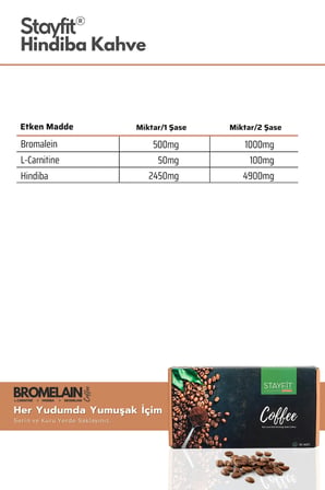 30 Günlük Hindiba Kahve - 500 Mg Bromelain 2400 Gdu - L-carnitine Takviyeli