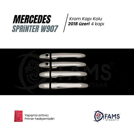 Mercedes Sprinter W907 Krom Kapı Kolu 4 Kapı 2018 Ve Üzeri Paslanmaz Çelik (ÇİFT DELİK)