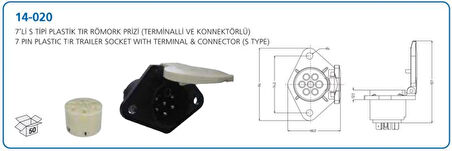 Unıversal Truck Tir Romork Fisi S Tipi 7 LI Disi Plastık (terminallı Ve Soketli) - Aksa 14-020
