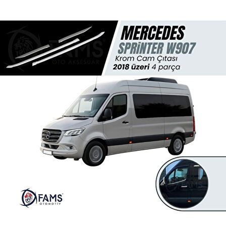 Mercedes Sprinter W907 Krom Cam Çıtası 4 Parça 2018 Ve Üzeri Paslanmaz Çelik