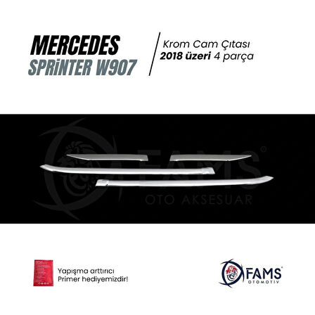 Mercedes Sprinter W907 Krom Cam Çıtası 4 Parça 2018 Ve Üzeri Paslanmaz Çelik