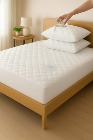 %100 Pamuk Kapitone Fitted Su Sıvı Geçirmez Yatak Koruyucu Alez + 2 Adet Yastık Koruyucu Set
