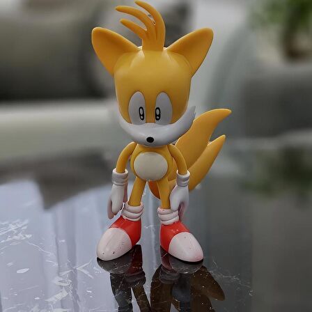 Sonic Hedgehog Kirpi Sonic Anime Karakter Figür Eklemli Silikon Oyuncak Milers Tails Prower 16 cm.