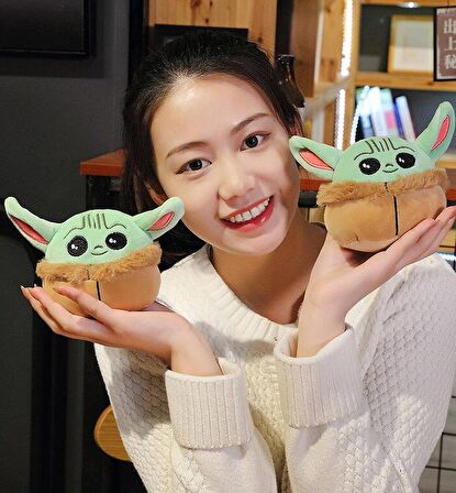 İthal Ürün Kürklü Kumaş Baby Yoda Star Wars Mandalorian Bebek Yoda Figür Peluş Oyuncak 20 cm.