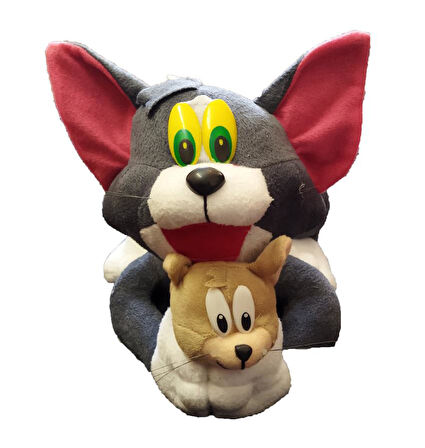 İthal Kumaş Gerçek Görünümlü Tom & Jerry Karakter Figür Peluş Oyuncak Uyku & Oyun Arkadaşı Büyük Boy