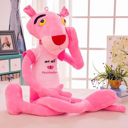 İthal Kumaş Efsane The Pink Panther Pembe Panter Aksiyon Figür Tişörtlü Peluş Oyuncak 60 cm.