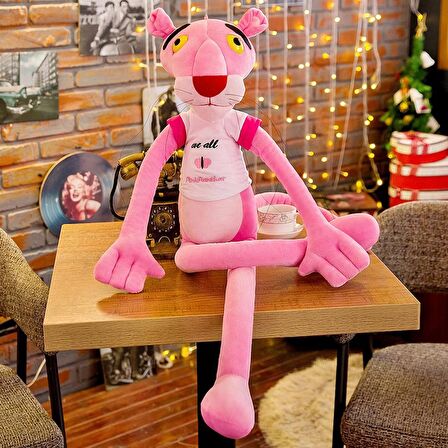 İthal Kumaş Efsane The Pink Panther Pembe Panter Aksiyon Figür Tişörtlü Peluş Oyuncak 80 cm.