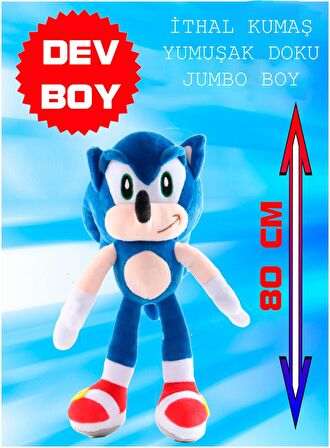 XXL Orijinal Kumaş Sonic Boom Hedgehog Kirpi Sonic Peluş Oyuncak Uyku & Oyun Arkadaşı Dev Boy 80 cm.