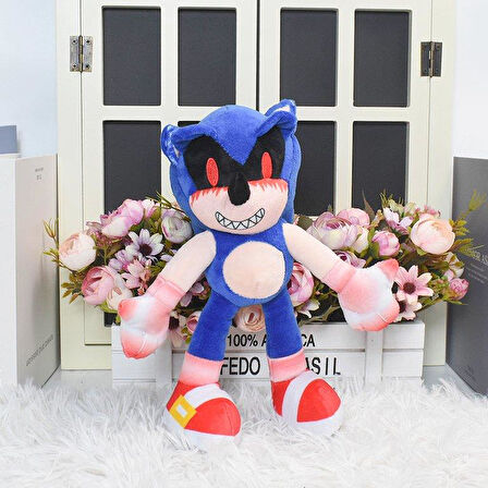 İthal Kumaş Sonic Exe Karanlık Kirpi Sonic Peluş Oyuncak Uyku & Oyun Arkadaşı Midi Boy 28 cm.