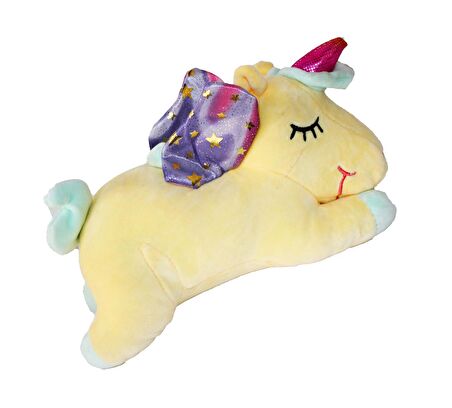 İthal Kumaş Sevimli Yıldız Kanatlı Boynuzlu Unicorn Figür Peluş Oyuncak Oyun & Uyku Arkadaşı 28 cm.