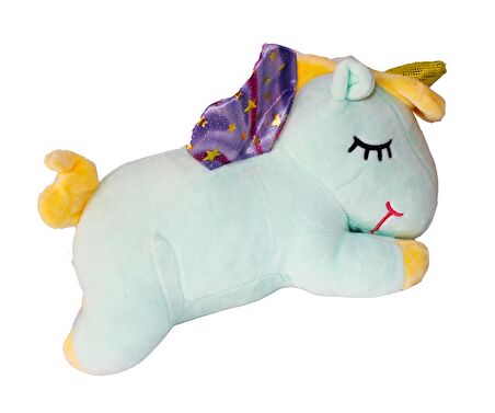 İthal Kumaş Sevimli Yıldız Kanatlı Boynuzlu Unicorn Figür Peluş Oyuncak Oyun & Uyku Arkadaşı 28 cm.