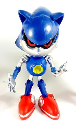 Sonic Hedgehog Kirpi Sonic Anime Karakter Figür Eklemli Silikon Oyuncak Robot Metal Sonic 16 cm.