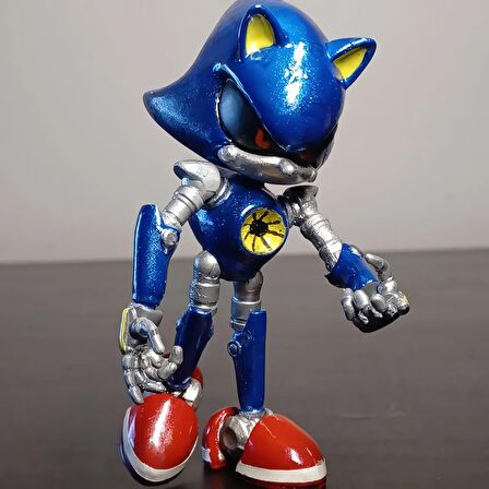 Sonic Hedgehog Kirpi Sonic Anime Karakter Figür Eklemli Silikon Oyuncak Robot Metal Sonic 16 cm.