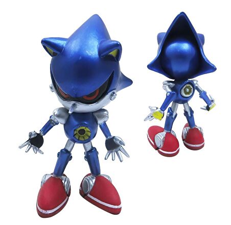 Sonic Hedgehog Kirpi Sonic Anime Karakter Figür Eklemli Silikon Oyuncak Robot Metal Sonic 16 cm.