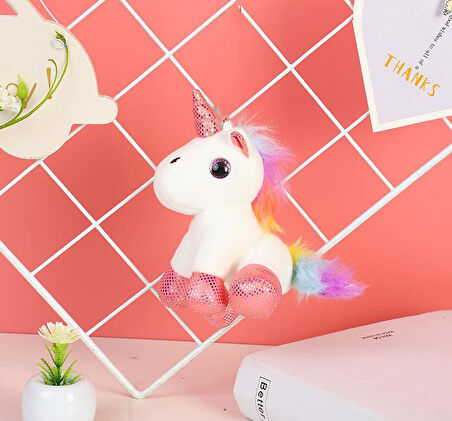 İthal Kumaş Sevimli Camgöz Boynuzlu Pegasus Unicorn Figür Peluş Oyuncak Oyun & Uyku Arkadaşı 28 cm.