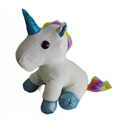 İthal Kumaş Sevimli Camgöz Boynuzlu Pegasus Unicorn Figür Peluş Oyuncak Oyun & Uyku Arkadaşı 28 cm.