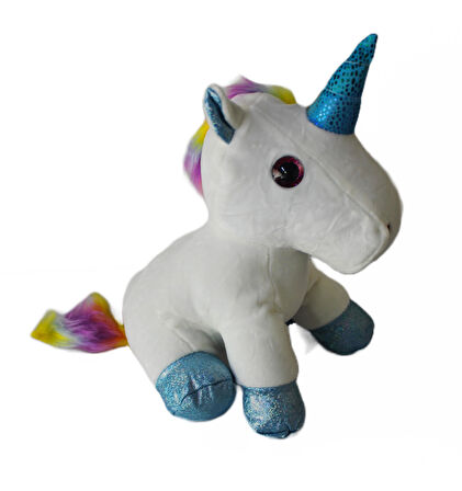 İthal Kumaş Sevimli Camgöz Boynuzlu Pegasus Unicorn Figür Peluş Oyuncak Oyun & Uyku Arkadaşı 28 cm.