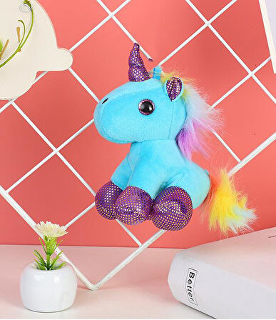 İthal Kumaş Sevimli Camgöz Boynuzlu Pegasus Unicorn Figür Peluş Oyuncak Oyun & Uyku Arkadaşı 28 cm.