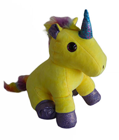 İthal Kumaş Sevimli Camgöz Boynuzlu Pegasus Unicorn Figür Peluş Oyuncak Oyun & Uyku Arkadaşı 28 cm.