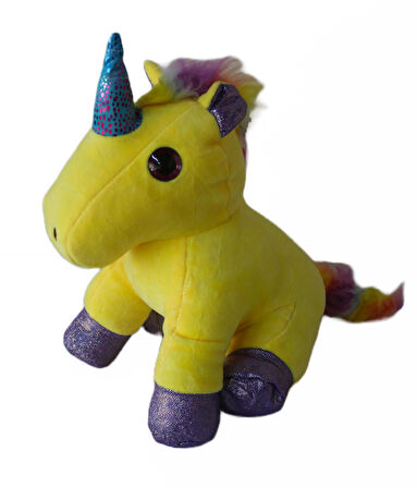 İthal Kumaş Sevimli Camgöz Boynuzlu Pegasus Unicorn Figür Peluş Oyuncak Oyun & Uyku Arkadaşı 28 cm.