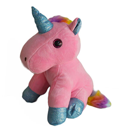 İthal Kumaş Sevimli Camgöz Boynuzlu Pegasus Unicorn Figür Peluş Oyuncak Oyun & Uyku Arkadaşı 28 cm.