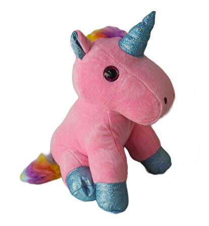 İthal Kumaş Sevimli Camgöz Boynuzlu Pegasus Unicorn Figür Peluş Oyuncak Oyun & Uyku Arkadaşı 28 cm.