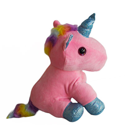 İthal Kumaş Sevimli Camgöz Boynuzlu Pegasus Unicorn Figür Peluş Oyuncak Oyun & Uyku Arkadaşı 28 cm.
