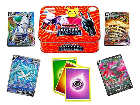 Pokemon TCG Metal Kutulu Sword Shield Silver Tempest Serisi Enerji Oyuncu Oyun Kartı 60’lı İngilizce