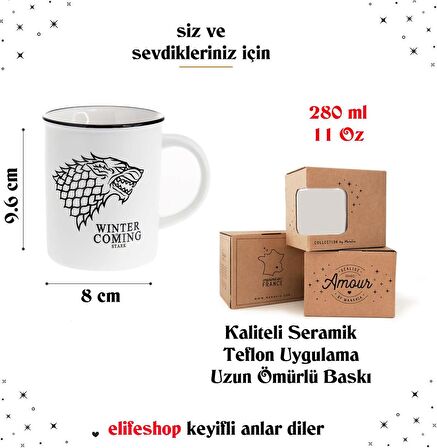 Game Of Throne Winter is Coming Stark Ailesi Kahve Kupası Fincan Mug Teflon Uygulama Gerçek Seramik