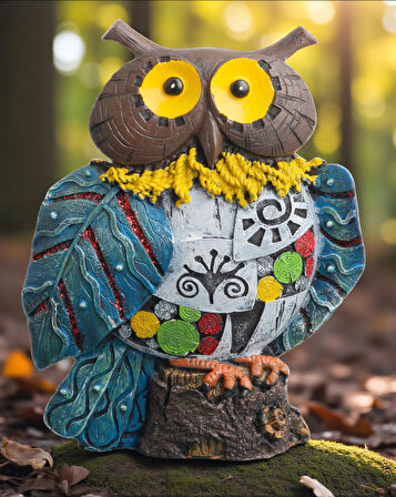 Yöresel Motifli Taşlı Baykuş Biblo Heykel Ev Ofis Yeni Yıl Hediyesi Dekor Konsol Vitrin Süsü SH12