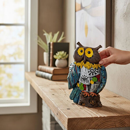 Yöresel Motifli Taşlı Baykuş Biblo Heykel Ev Ofis Yeni Yıl Hediyesi Dekor Konsol Vitrin Süsü SH12