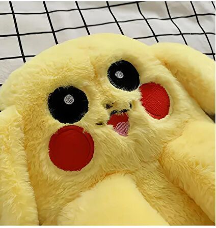 Kulakları Hareket Eden Led Işıklı Pokemon Pikachu Kulaklı Peluş Oyuncak Çanta & Uyku Arkadaşı 55 cm.