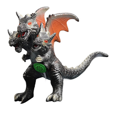 Gerçek Görünümlü Peluş Dolgulu Soft Silikon Kaplı Sesli Kükreyen 3 Başlı Ejderha Dinozor Oyuncak Dev