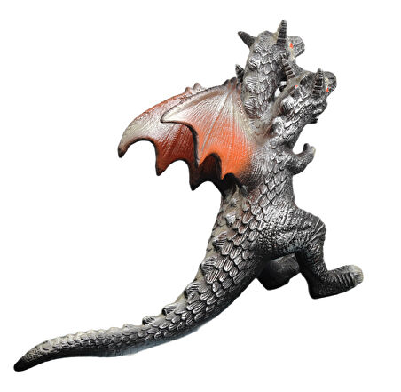 Gerçek Görünümlü Peluş Dolgulu Soft Silikon Kaplı Sesli Kükreyen 3 Başlı Ejderha Dinozor Oyuncak Dev