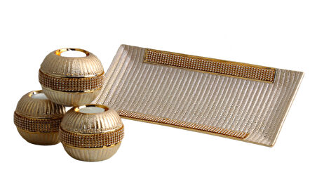 Lüks Porselen 3lü Tealight Mumluk Şamdan Biblo Heykel Hediyelik Dekoratif Ürün Masa Süsü Ev Hediye 3