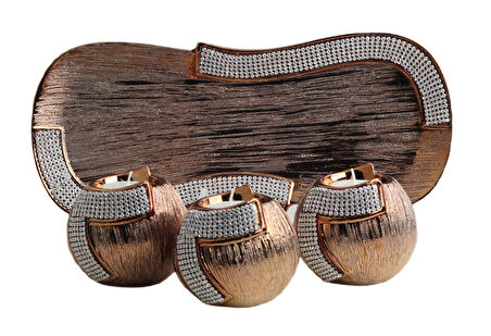 Lüks Porselen 3lü Tealight Mumluk Şamdan Biblo Heykel Hediyelik Dekoratif Ürün Masa Süsü Ev Hediye 4