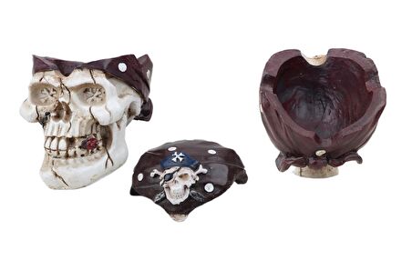 Gotik Stil Korsan Kurukafa İskelet Küllük Biblo Heykel Dekoratif Ürün Ev Hediyesi Vitrin Objesi