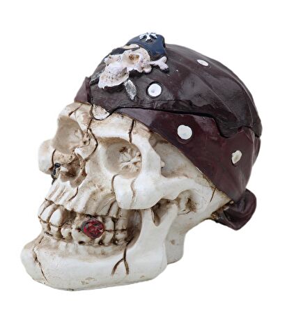 Gotik Stil Korsan Kurukafa İskelet Küllük Biblo Heykel Dekoratif Ürün Ev Hediyesi Vitrin Objesi