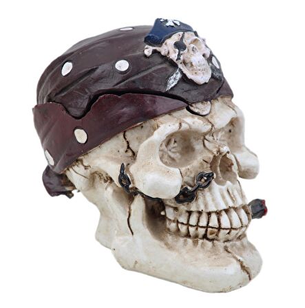 Gotik Stil Korsan Kurukafa İskelet Küllük Biblo Heykel Dekoratif Ürün Ev Hediyesi Vitrin Objesi