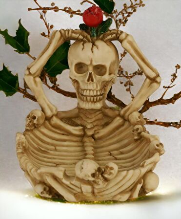 Gotik Stil Gerçekçi Tasarım Kurukafa İskelet Küllük Şekerlik Anahtarlık Para Kasesi Biblo Ev Hediyes