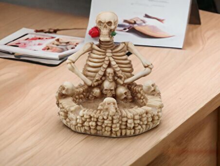 Gotik Stil Gerçekçi Tasarım Kurukafa İskelet Küllük Anahtarlık Bozuk Para Kasesi Biblo Ev Hediyesi 3