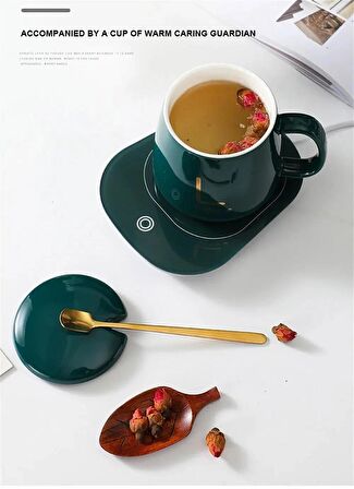 Lucky Tasarımlı 220 Volt Elektrikli Kapaklı Sıcak Tutan Isıtıcılı Kahve Kupa Fincan Bardak (Fişli)