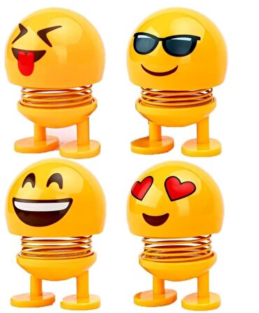 Emoji Smile Zıp Zıp Kafalar Mini Gülen Yüzler Araç Torpido & Masaüstü Süsü 6'lı Oyuncak Seti