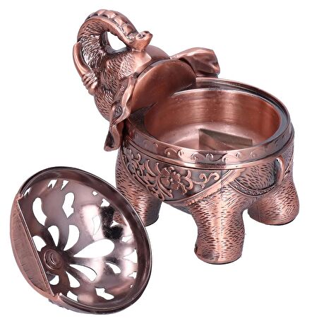 Lüks İşlemeli Metal Fil Biblo Tütsülük Mumluk Para ve Anahtar Kasesi Mücevher Kutusu Ev Dekor Objesi
