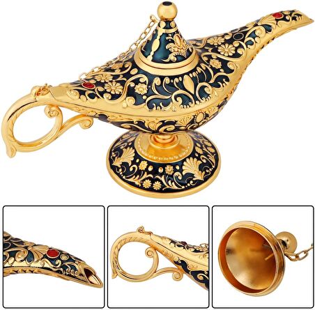 Lüks İşlemeli Aladdinin Sihirli Lambası Alaattin Lamba Tütsülük Buhurdanlık Hediyelik Dekoratif Obje
