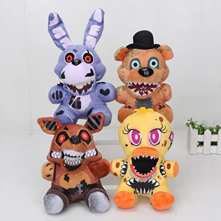 Five Nights at Freddy's FNAF Bonnie Chica Foxy Freddy 4lü Peluş Oyuncak Seti Oyun & Uyku Arkadaşları